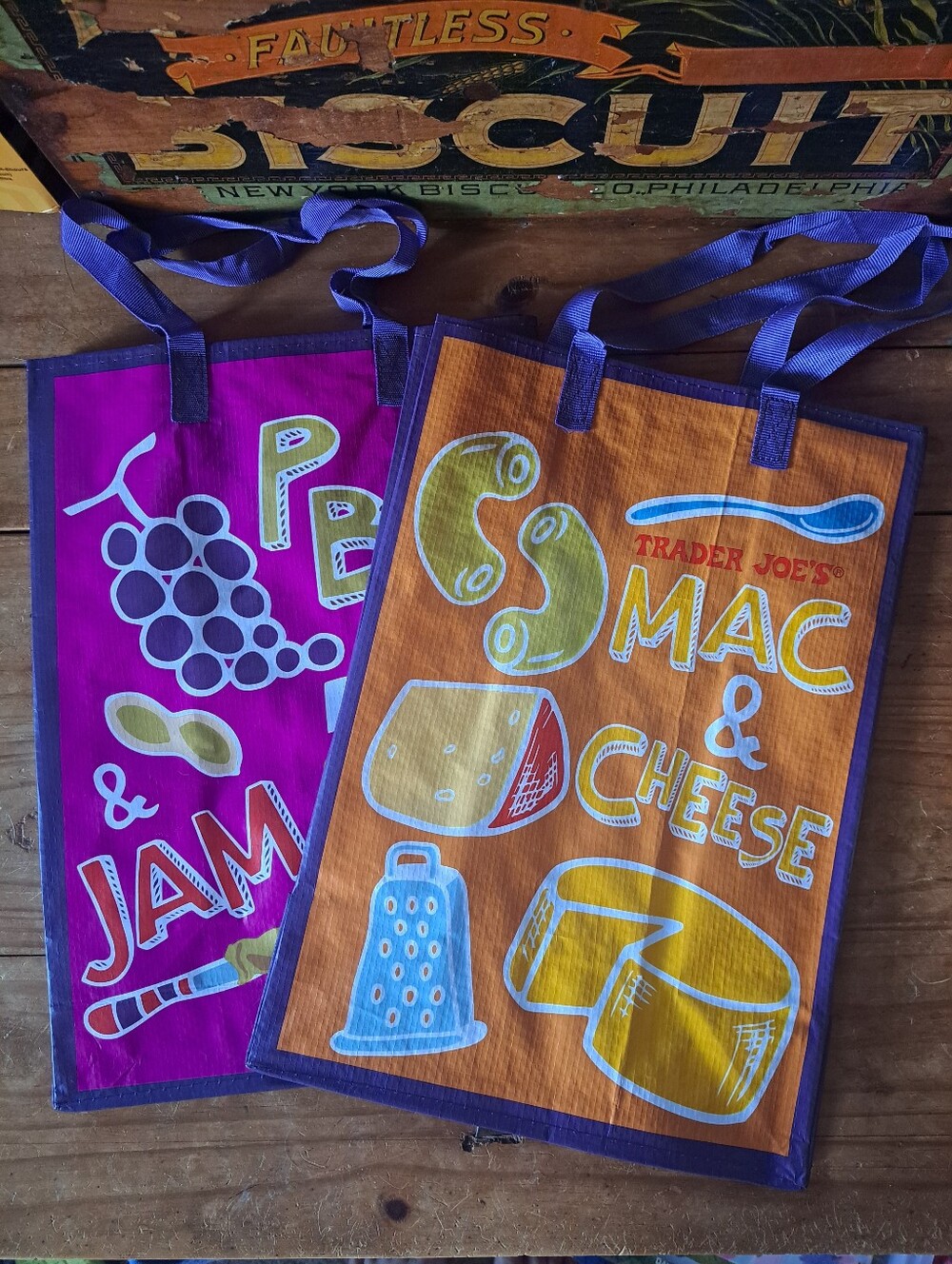 🛍️ Two Trader Joe's Comfort Food Reusable Shopping Bags Totes Summer 2025 NWOT